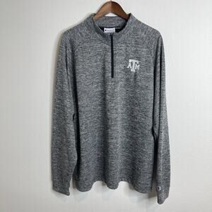 Champion Texas A&M Aggies Mens 2XL Quarter Zip Pullover Gray Performance Sweater